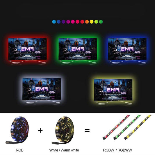 USB LED Strip DC 5V 50CM 1M 2M 3M 4M IR 40Key Controller APP Bluetooth Control Flexible Light Desk Screen TV Background Lighting - Hex Touch Lights