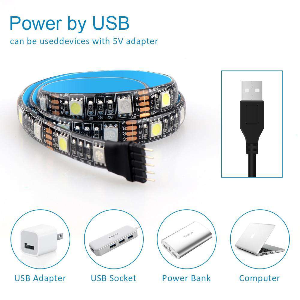 USB LED Strip DC 5V 50CM 1M 2M 3M 4M IR 40Key Controller APP Bluetooth Control Flexible Light Desk Screen TV Background Lighting - Hex Touch Lights