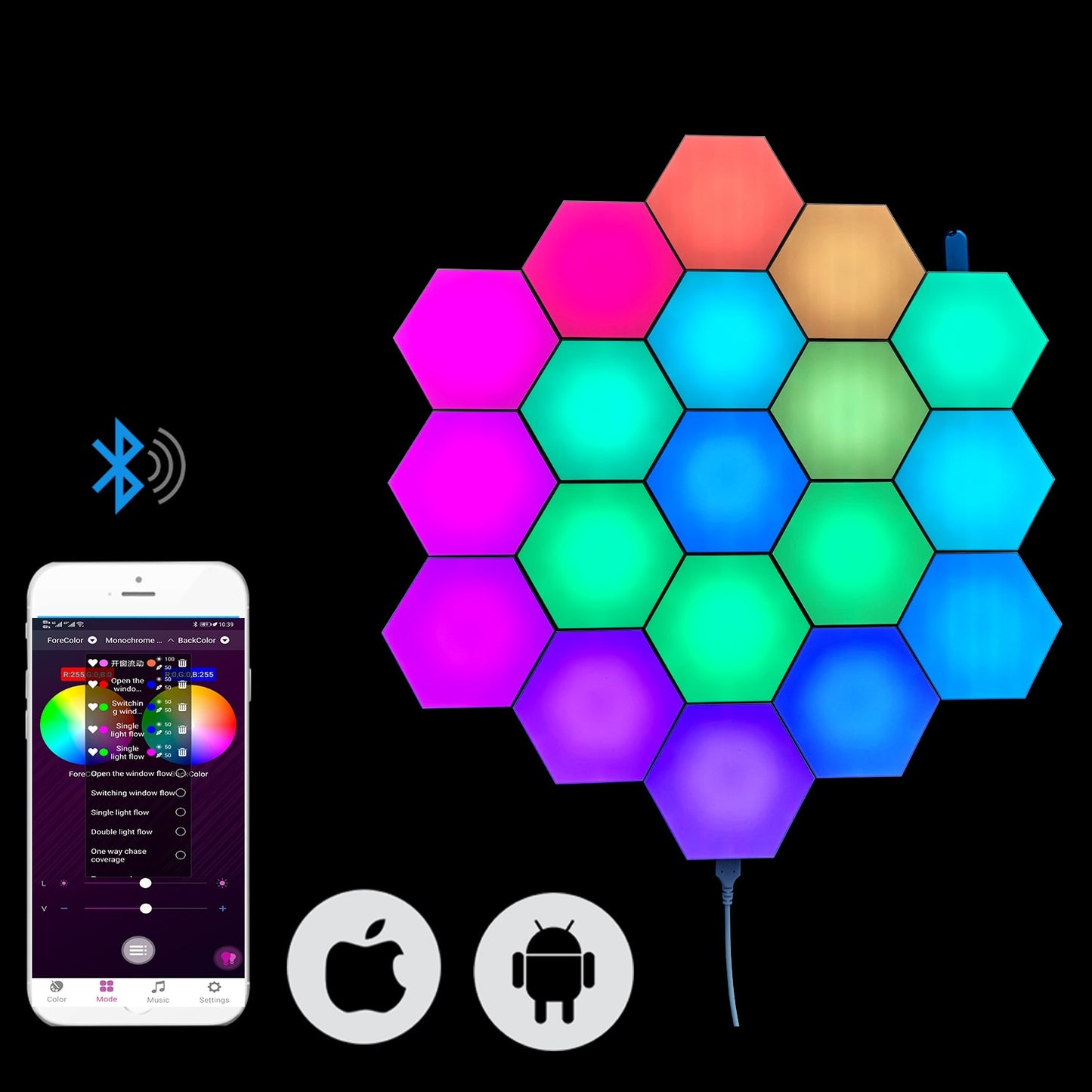 Hex Touch Light RGB Color App Controlled